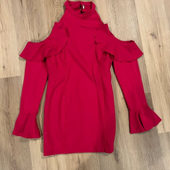 Free People Red Sweet Talk Mini Dress Off Shoulder Size Large - Picture 3 of 5